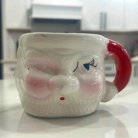 Rare! Vintage Ceramic Winking Santa Mug Collectible |‎ Christmas 1950's/1960's - Picture 1 of 12